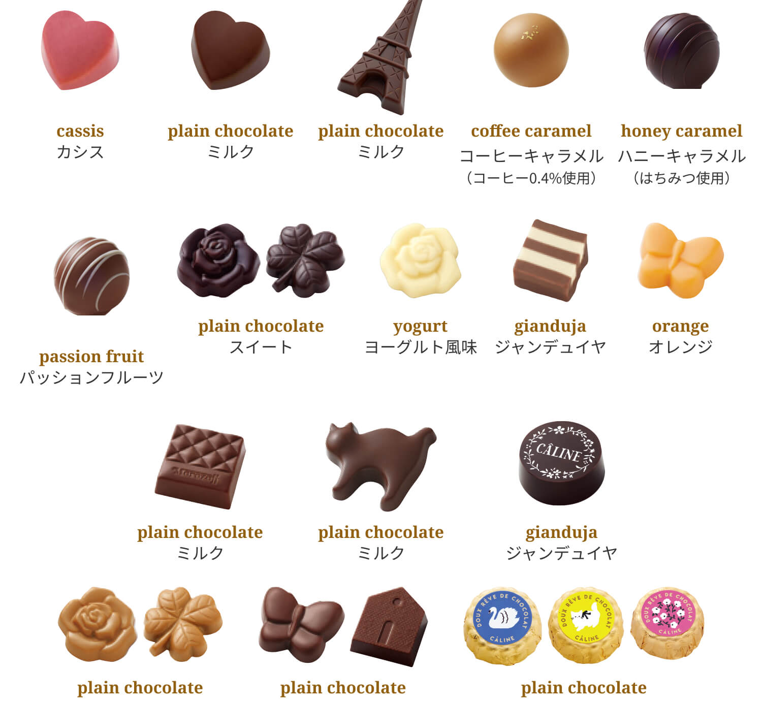 カリーヌ 24個入の中身紹介